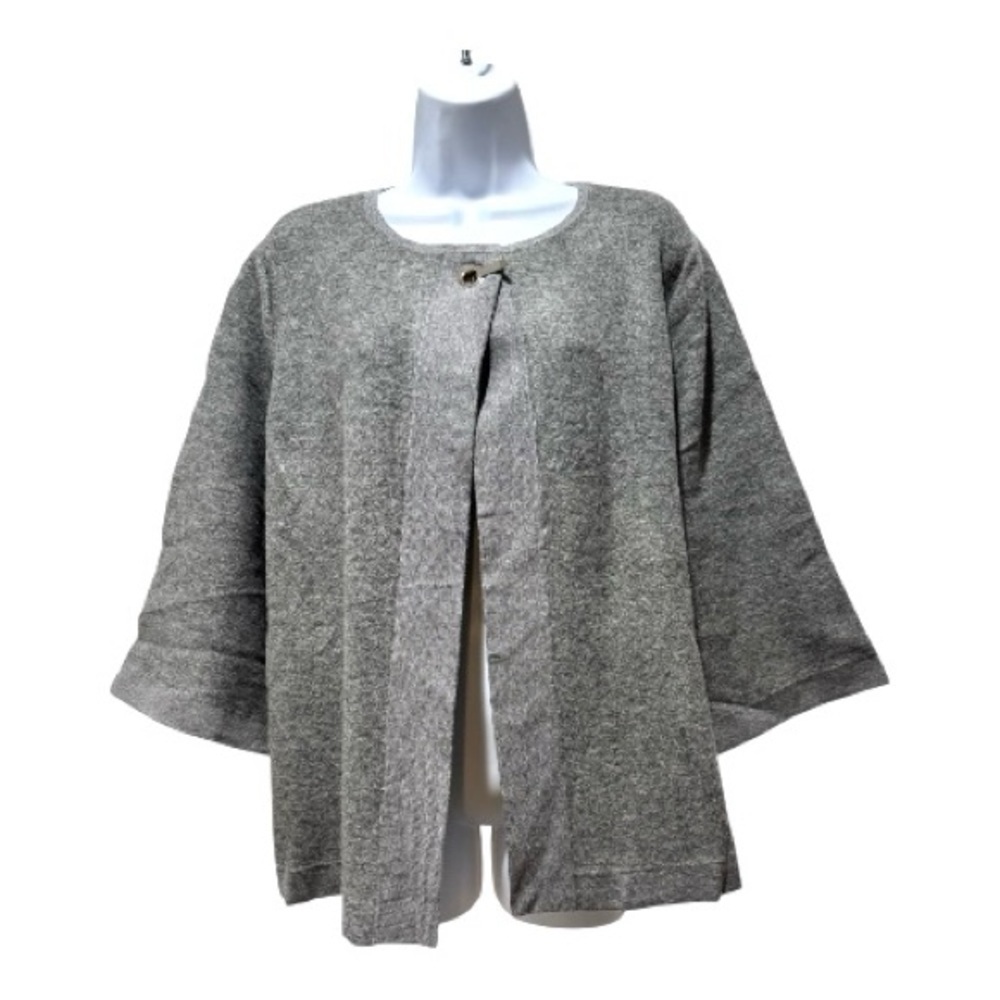 Chico’s NWT Open Front Knit Jacket Size 3 XL Gray Textured Cardigan